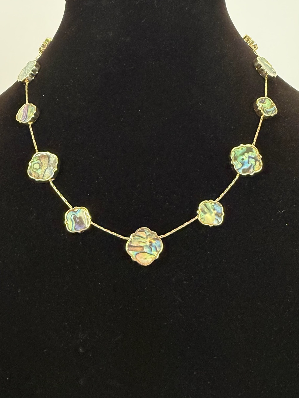 Gold-Plated Abalone Flower Necklace - Multicolor Shell Accents
